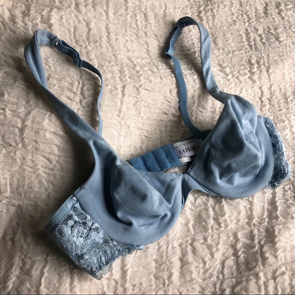 La Perla dusty baby blue lace underwire bra